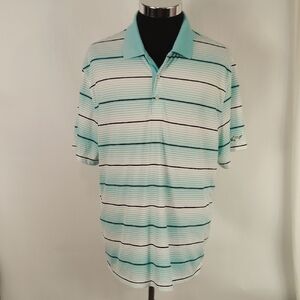 Greg Norman For Tasso Elba Striped Athletic Polo